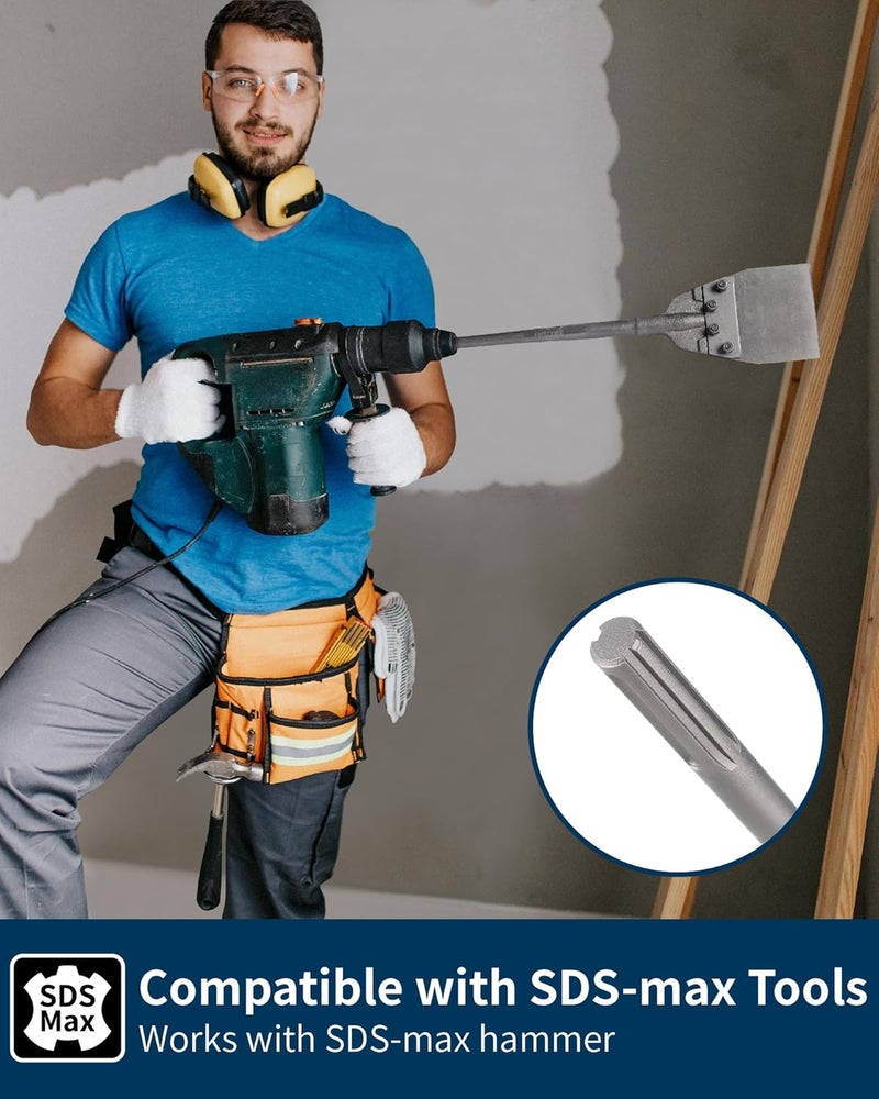 Firecore SDS Max Floor Scraper, 6 Inch SDS Max Thinset Removal Chisel Bits Scaling Chisel Tool for Rotary Hammer Drill, Steel Shovel Bits for Removing Vinyl Flooring VCT Tiles Linoleum Concrete Mortar - Image 4